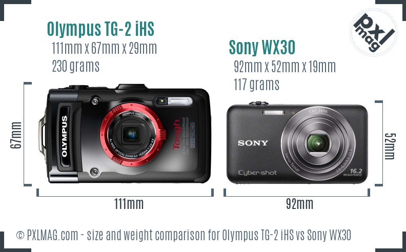 Olympus TG-2 iHS vs Sony WX30 size comparison