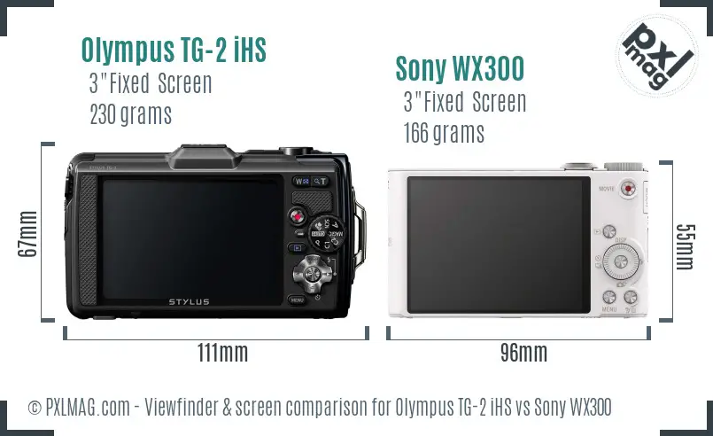 Olympus TG-2 iHS vs Sony WX300 Screen and Viewfinder comparison