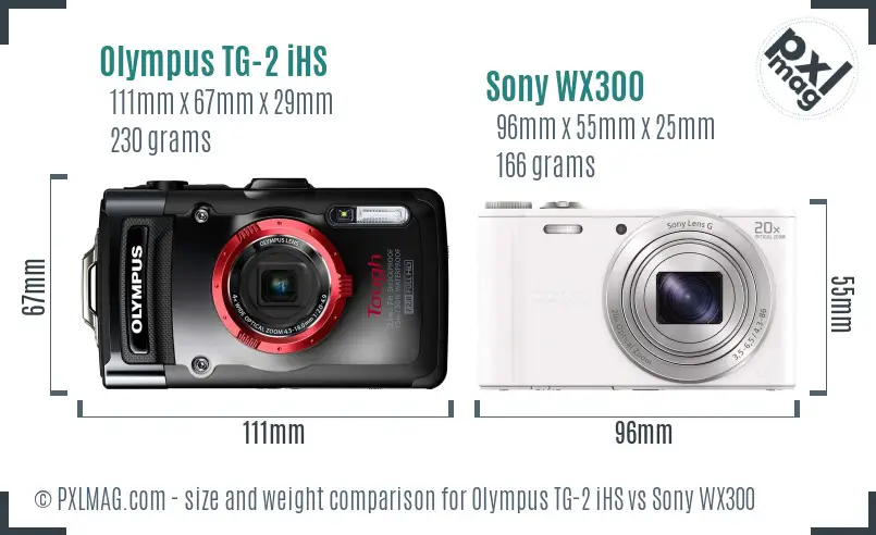 Olympus TG-2 iHS vs Sony WX300 size comparison