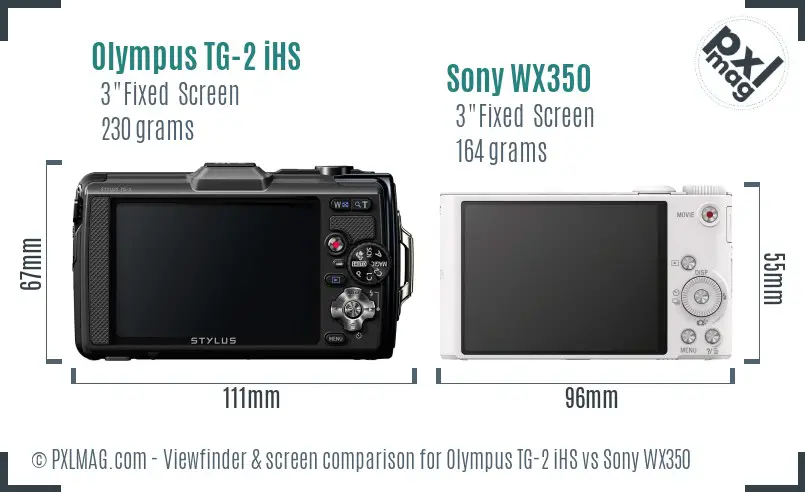 Olympus TG-2 iHS vs Sony WX350 Screen and Viewfinder comparison