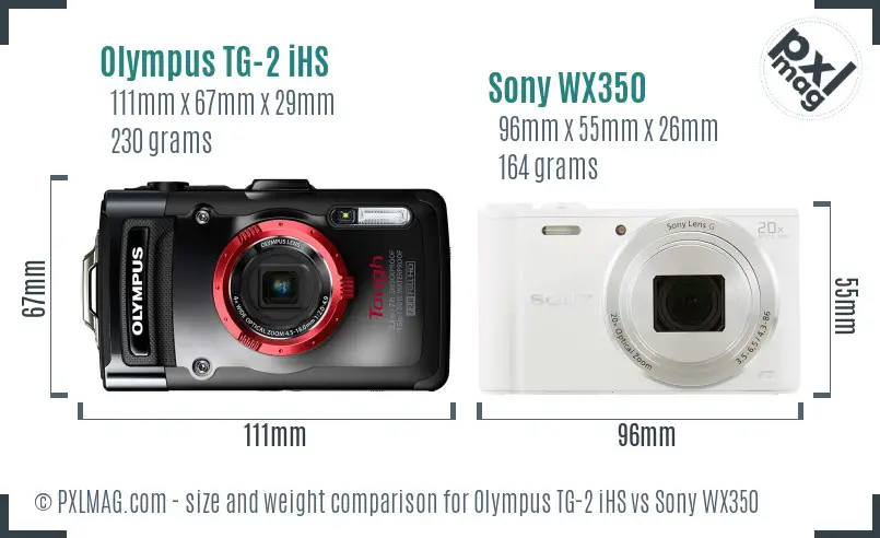 Olympus TG-2 iHS vs Sony WX350 size comparison
