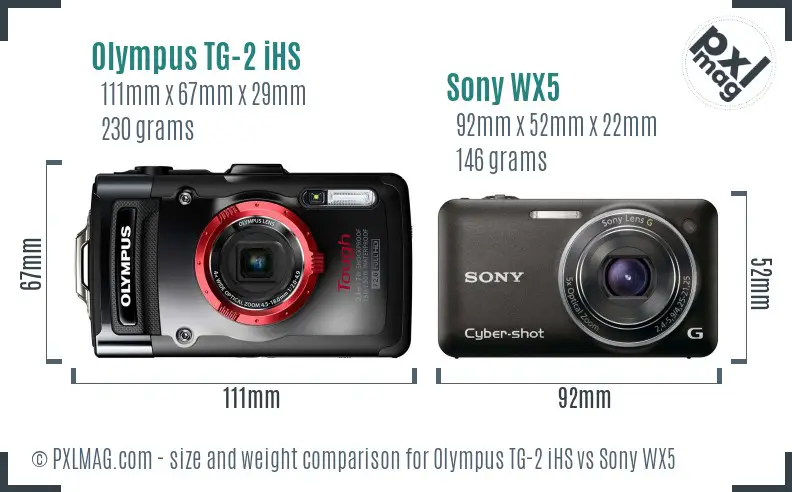 Olympus TG-2 iHS vs Sony WX5 size comparison