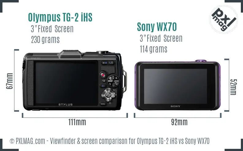 Olympus TG-2 iHS vs Sony WX70 Screen and Viewfinder comparison