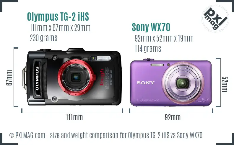 Olympus TG-2 iHS vs Sony WX70 size comparison