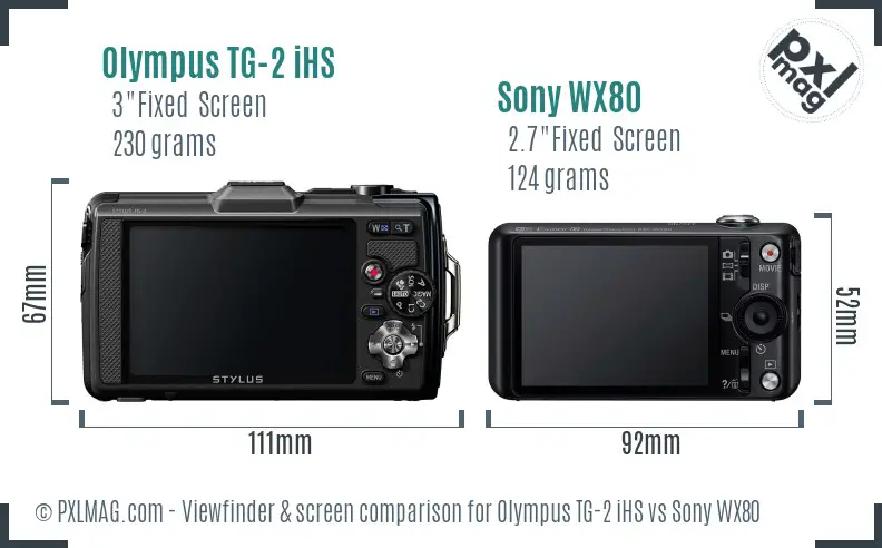 Olympus TG-2 iHS vs Sony WX80 Screen and Viewfinder comparison