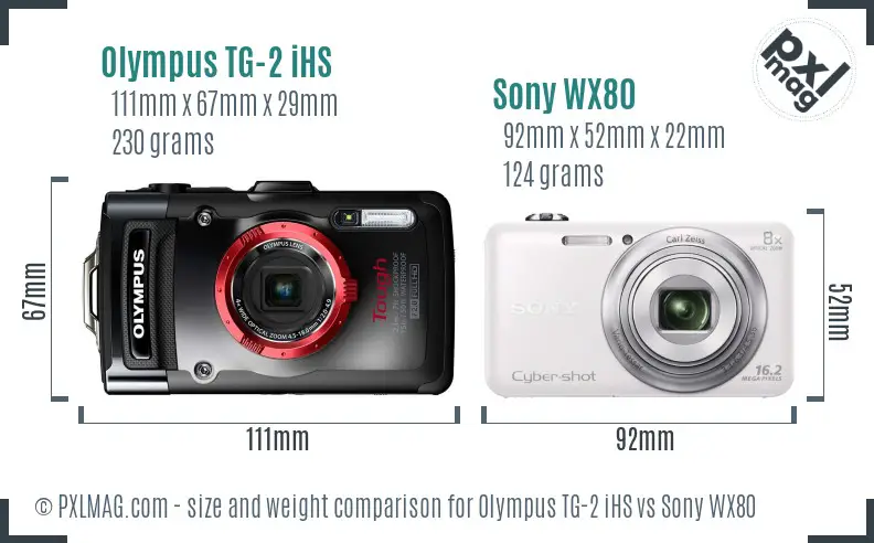 Olympus TG-2 iHS vs Sony WX80 size comparison