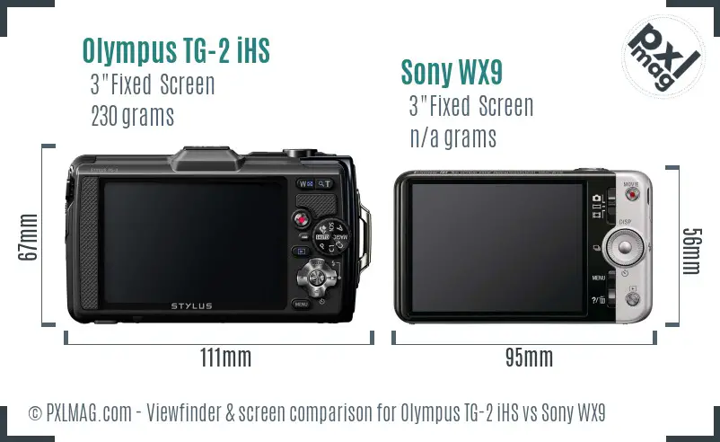 Olympus TG-2 iHS vs Sony WX9 Screen and Viewfinder comparison