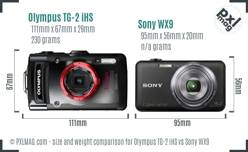 Olympus TG-2 iHS vs Sony WX9 size comparison