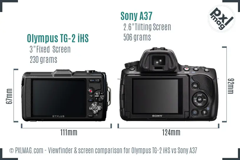 Olympus TG-2 iHS vs Sony A37 Screen and Viewfinder comparison