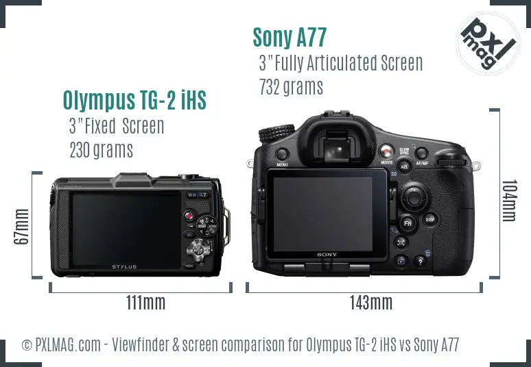 Olympus TG-2 iHS vs Sony A77 Screen and Viewfinder comparison