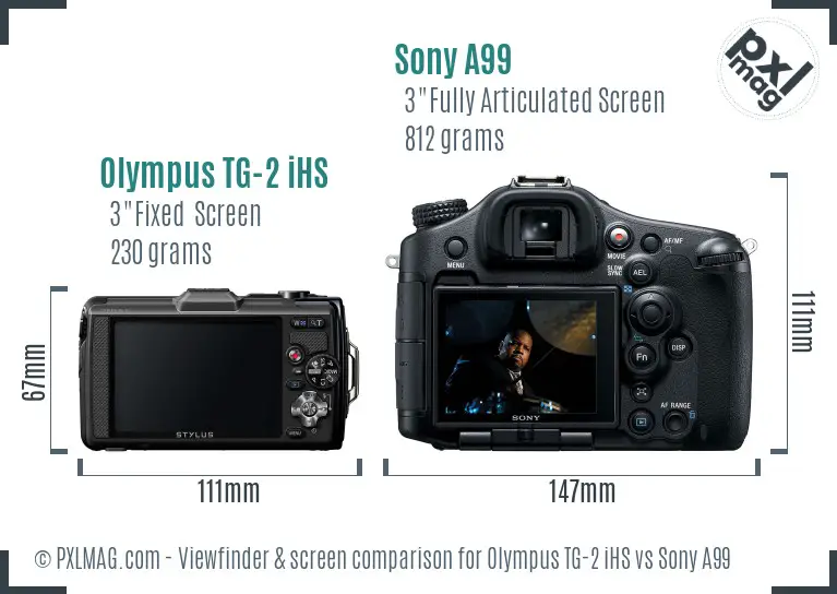 Olympus TG-2 iHS vs Sony A99 Screen and Viewfinder comparison