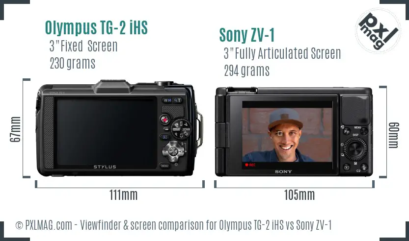 Olympus TG-2 iHS vs Sony ZV-1 Screen and Viewfinder comparison