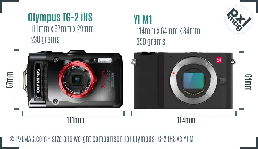 Olympus TG-2 iHS vs YI M1 size comparison