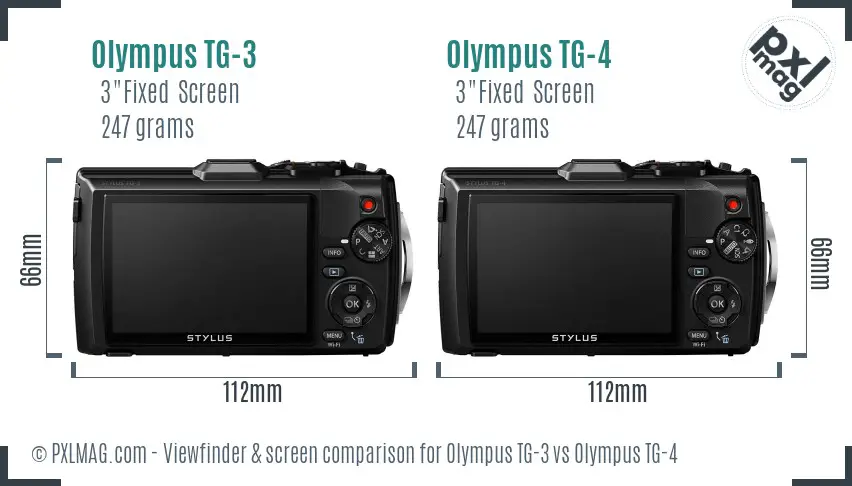 Olympus TG-3 vs Olympus TG-4 Screen and Viewfinder comparison