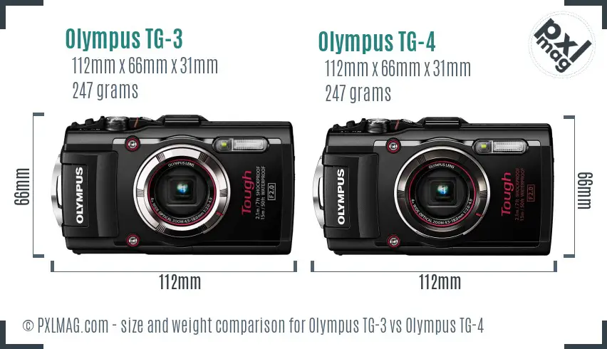 Olympus TG-3 vs Olympus TG-4 size comparison