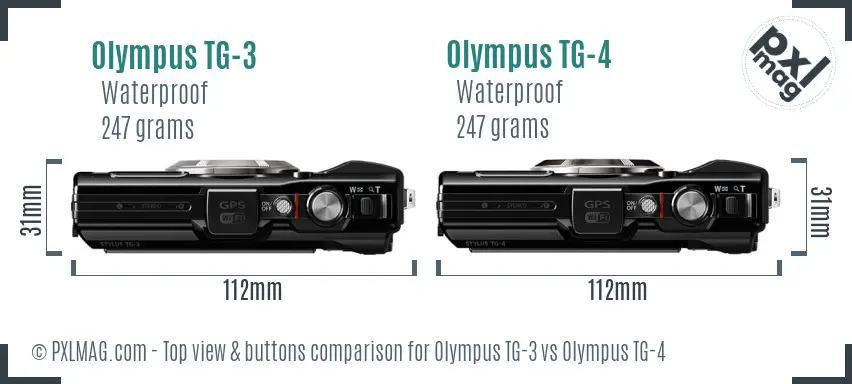 Olympus TG-3 vs Olympus TG-4 top view buttons comparison