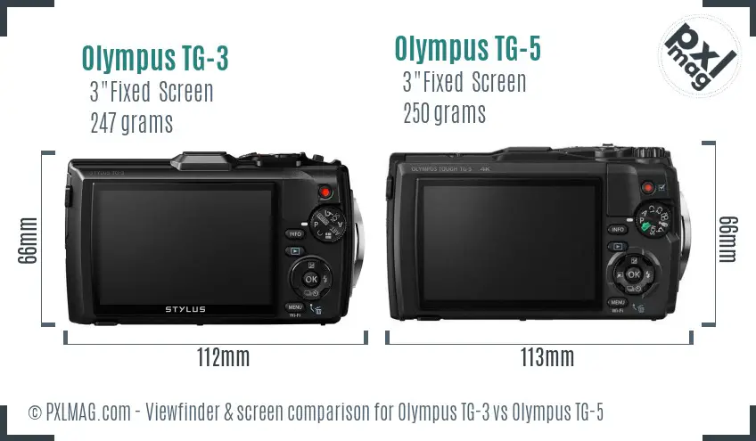Olympus TG-3 vs Olympus TG-5 Screen and Viewfinder comparison