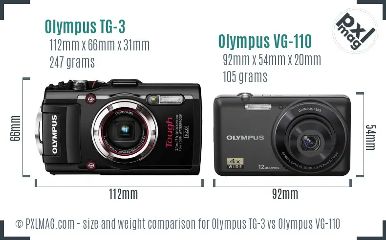 Olympus TG-3 vs Olympus VG-110 size comparison