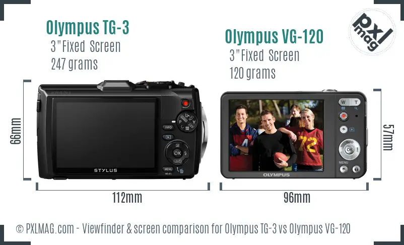 Olympus TG-3 vs Olympus VG-120 Screen and Viewfinder comparison