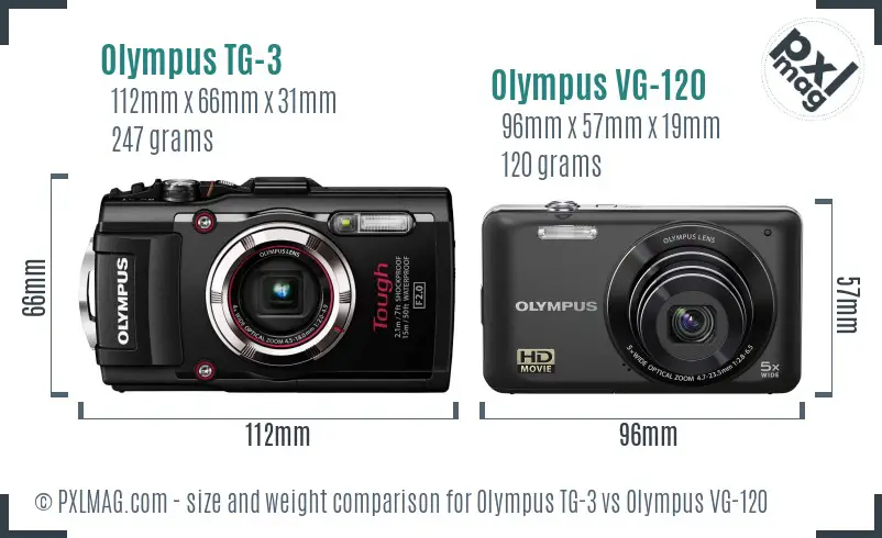 Olympus TG-3 vs Olympus VG-120 size comparison