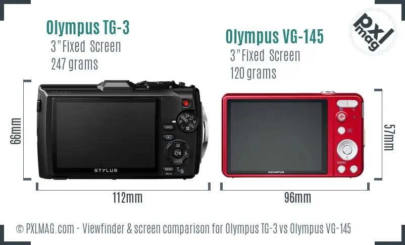 Olympus TG-3 vs Olympus VG-145 Screen and Viewfinder comparison