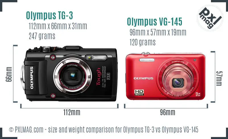Olympus TG-3 vs Olympus VG-145 size comparison