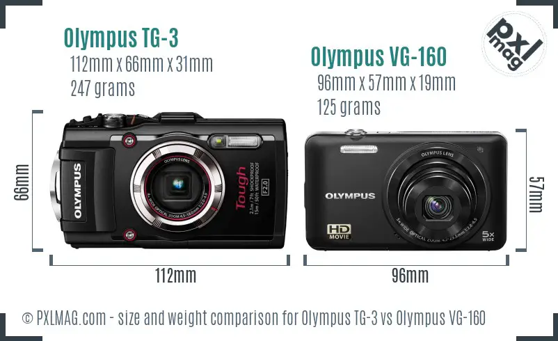 Olympus TG-3 vs Olympus VG-160 size comparison