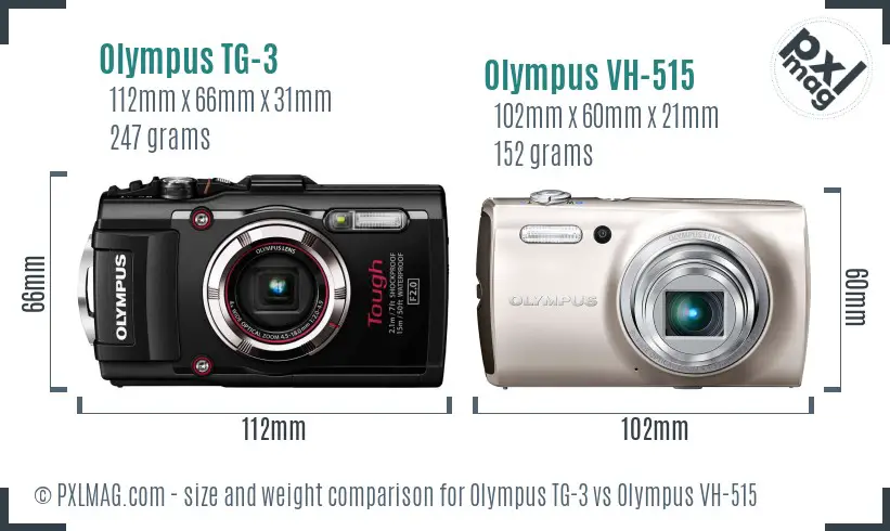 Olympus TG-3 vs Olympus VH-515 size comparison