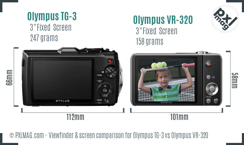 Olympus TG-3 vs Olympus VR-320 Screen and Viewfinder comparison
