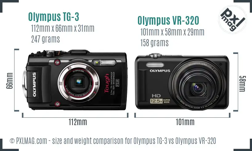 Olympus TG-3 vs Olympus VR-320 size comparison