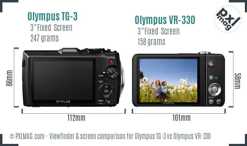 Olympus TG-3 vs Olympus VR-330 Screen and Viewfinder comparison