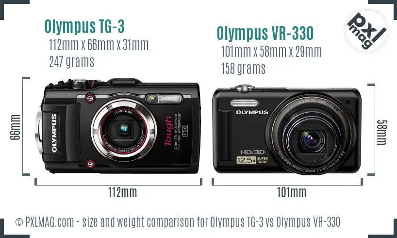 Olympus TG-3 vs Olympus VR-330 size comparison
