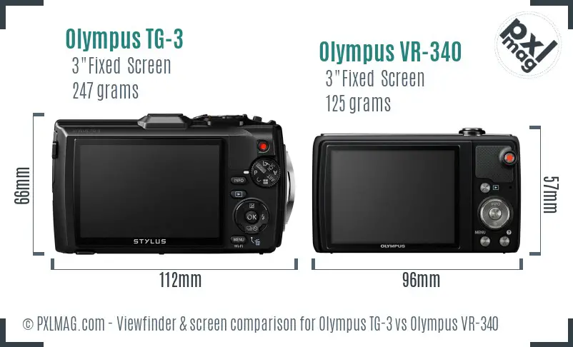 Olympus TG-3 vs Olympus VR-340 Screen and Viewfinder comparison