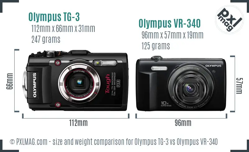 Olympus TG-3 vs Olympus VR-340 size comparison