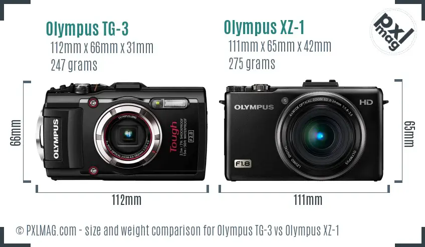Olympus TG-3 vs Olympus XZ-1 size comparison