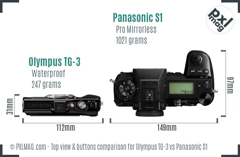 Olympus TG-3 vs Panasonic S1 top view buttons comparison