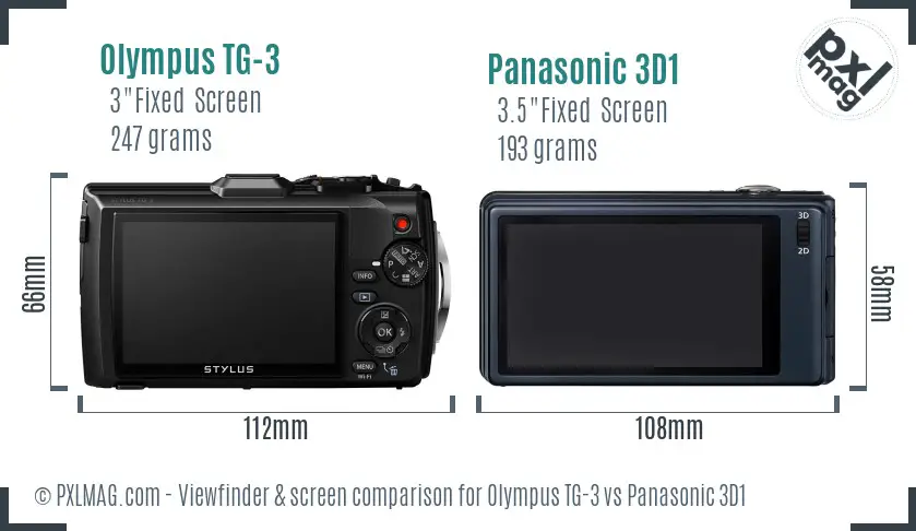 Olympus TG-3 vs Panasonic 3D1 Screen and Viewfinder comparison