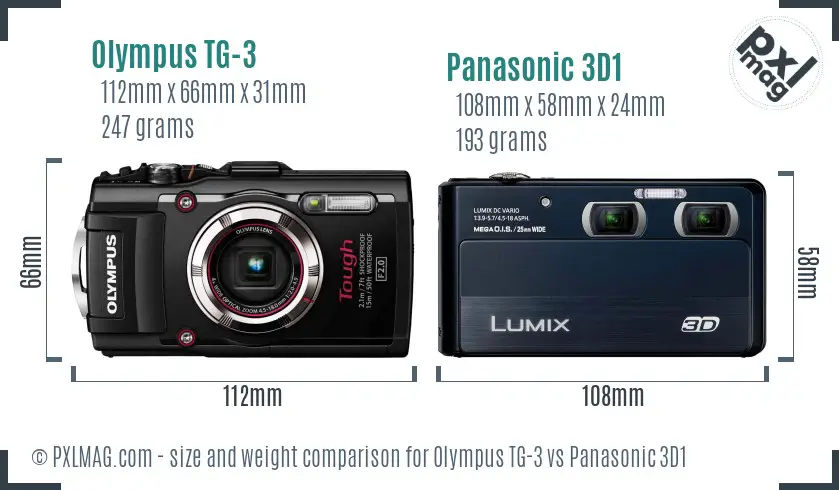 Olympus TG-3 vs Panasonic 3D1 size comparison