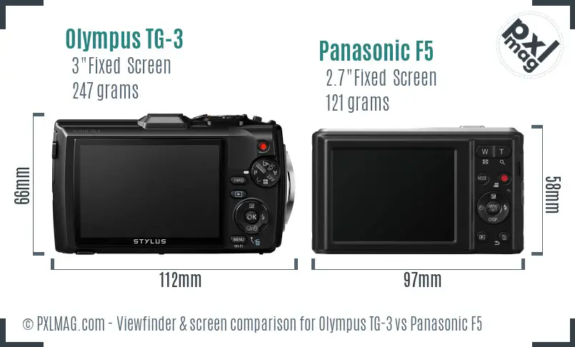 Olympus TG-3 vs Panasonic F5 Screen and Viewfinder comparison