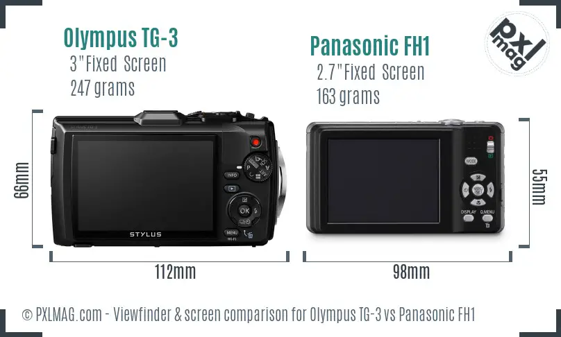 Olympus TG-3 vs Panasonic FH1 Screen and Viewfinder comparison