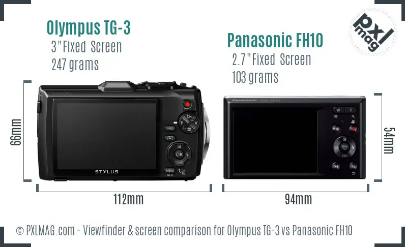 Olympus TG-3 vs Panasonic FH10 Screen and Viewfinder comparison