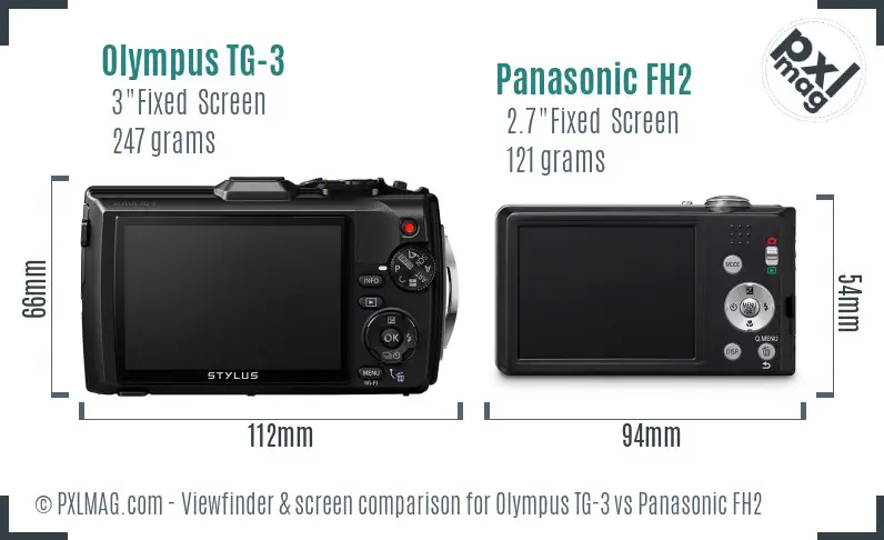 Olympus TG-3 vs Panasonic FH2 Screen and Viewfinder comparison