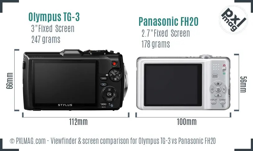 Olympus TG-3 vs Panasonic FH20 Screen and Viewfinder comparison