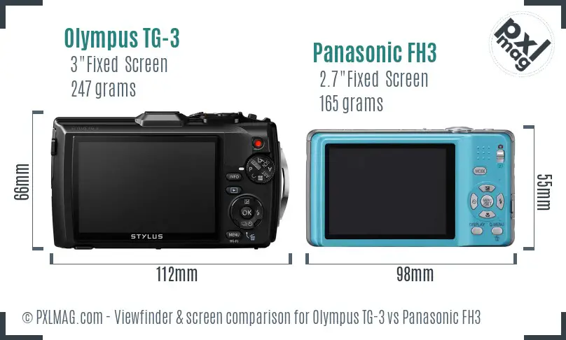 Olympus TG-3 vs Panasonic FH3 Screen and Viewfinder comparison