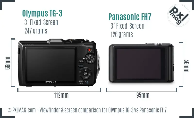 Olympus TG-3 vs Panasonic FH7 Screen and Viewfinder comparison