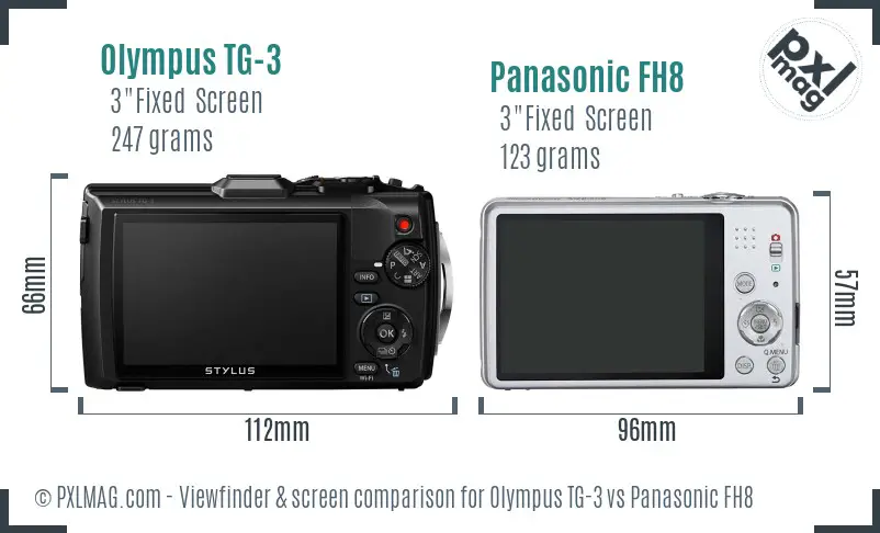 Olympus TG-3 vs Panasonic FH8 Screen and Viewfinder comparison