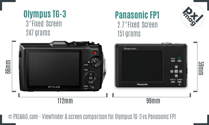 Olympus TG-3 vs Panasonic FP1 Screen and Viewfinder comparison