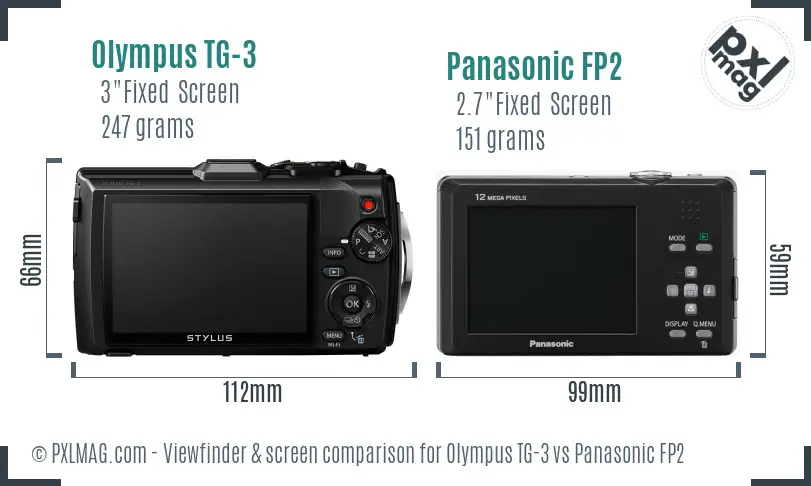 Olympus TG-3 vs Panasonic FP2 Screen and Viewfinder comparison