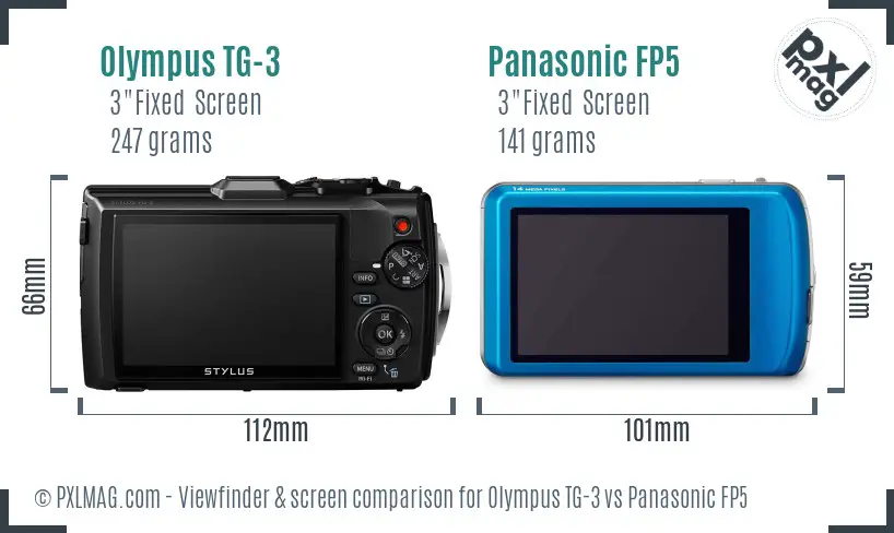 Olympus TG-3 vs Panasonic FP5 Screen and Viewfinder comparison