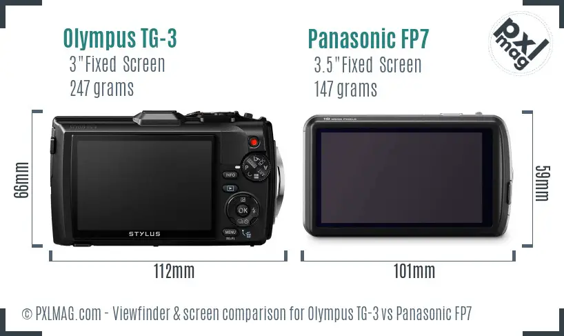 Olympus TG-3 vs Panasonic FP7 Screen and Viewfinder comparison